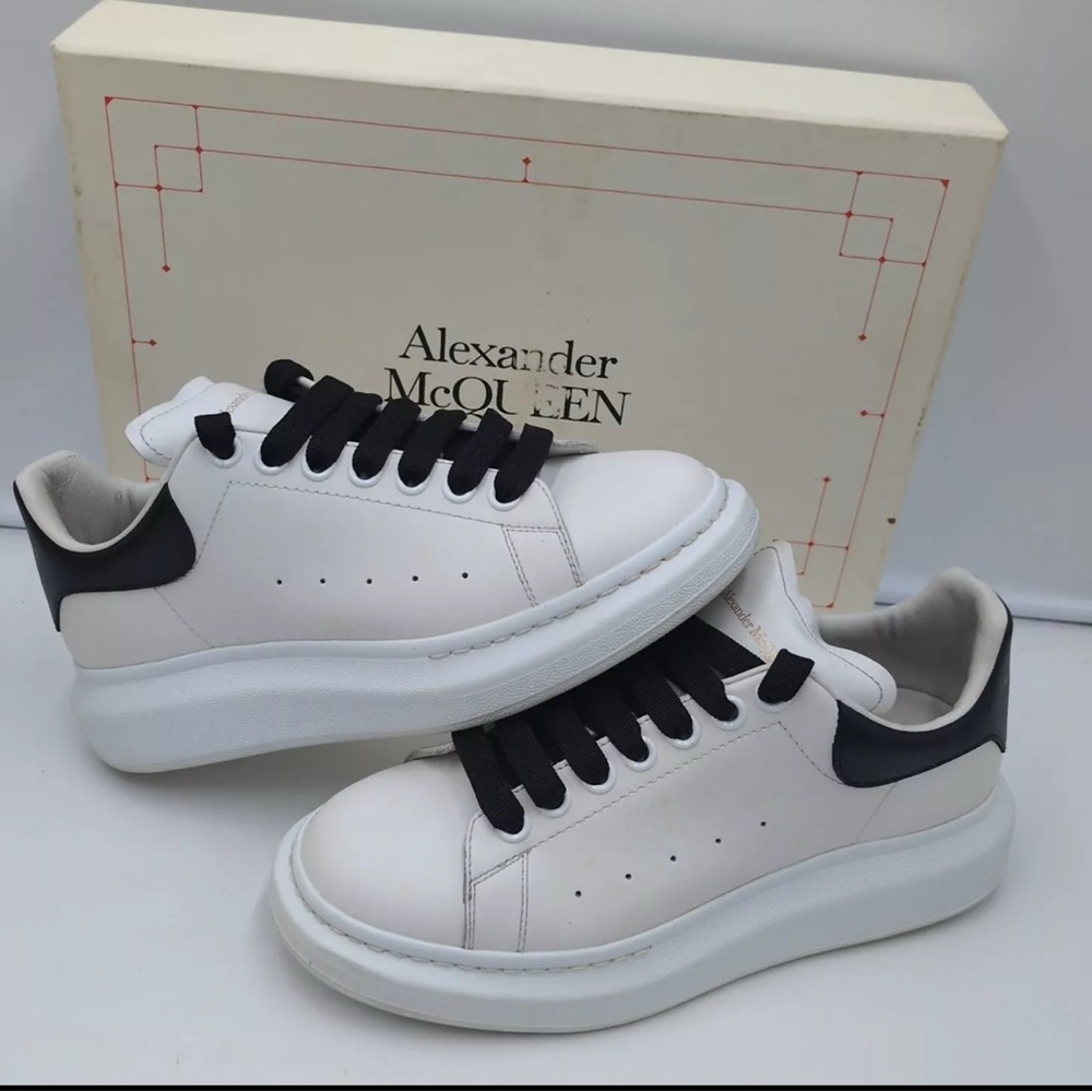 Alexander McQueen White Sneakers with Black Details